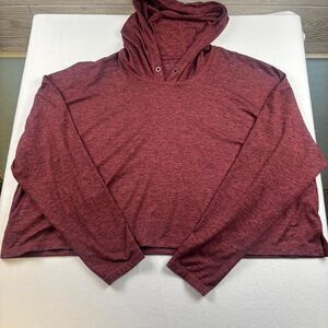 Athleta Burgundy Hooded Cropped Pullover | Long Sleeve Activewear | Size XL